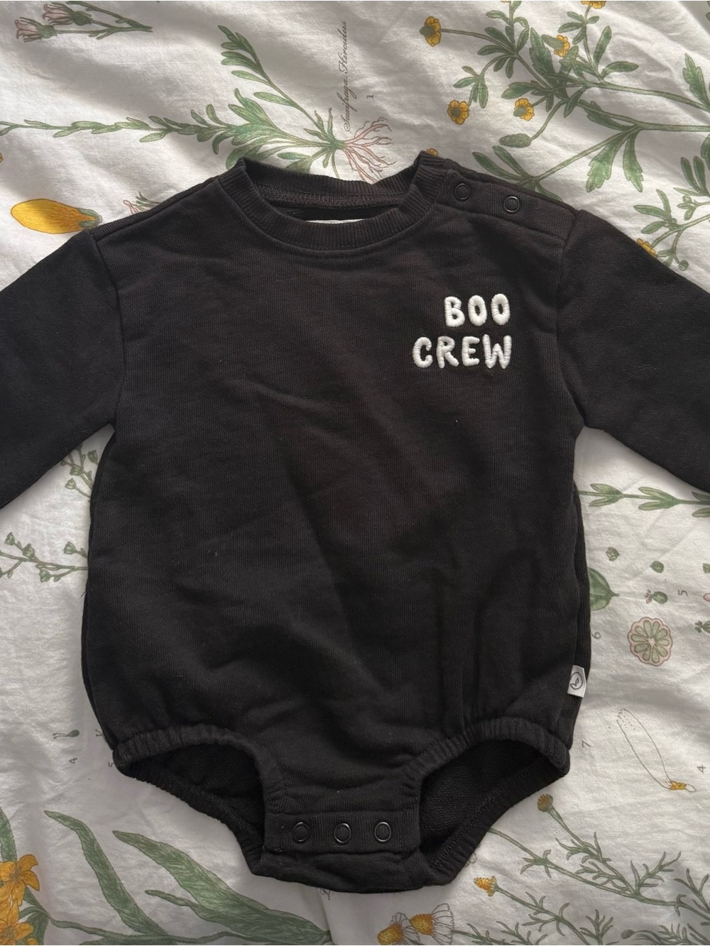 'Boo Crew' Black Long-Sleeve Baby One-Piece Bodysuit